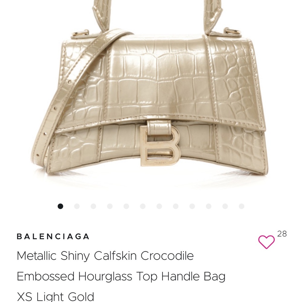 Balenciaga Gold Crocodile Embossed Shoulder Bag